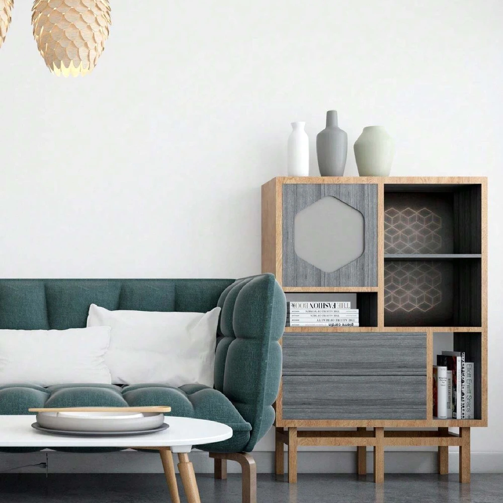 Painel Tridimensional Autoadesivo Lar da Madeira Geometria Prisma Branco Fosco